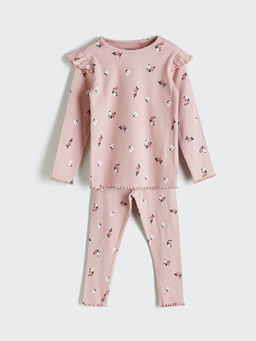 Bisiklet Yaka Bask?l? K?z Bebek Pijama Tak?m