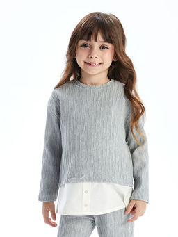 Bisiklet Yaka K?z ?ocuk Bluz ve Tayt Pantolon 2li