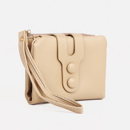 Кошелёк женский на кнопке, 11.5×2.5×9 см, однотонный, бежевый