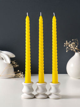 Свеча витая 25 см (набор 3 шт) 57 гр, 5 ч, цв. жёлтый