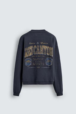 WASHED SWEATSHIRT WITH SLOGAN PRINT