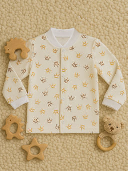 Кофточка ясельная молочная с принтом короны