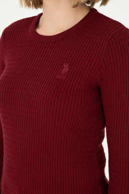 Женский бордово-красный базовый свитер - U.s. polo assn фото 7