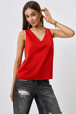 Топ атласный свободного силуэта красный