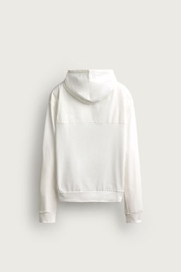 SUDADERA LIGERA CAPUCHA COMBINADO / Blanco - Zara фото 8