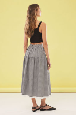 TRENDYOLMILLA Siyah Potikare Desen Dokuma Etek Ucu Dantel Detayl? A-line Midi Boy Dokuma Etek TWOSS25ET00073  фото 5