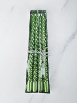 Свеча стержень 4 штуки 25 см витая глянец / LY-153 /уп 144/ зеленая - ГалеонТрейд фото 4