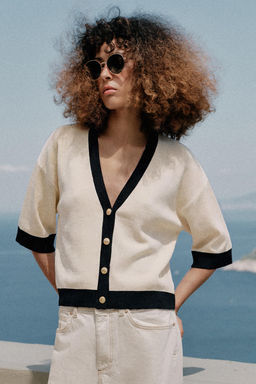 CHAQUETA PUNTO RIBETES A CONTRASTE / Crudo - Zara фото 2