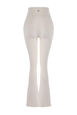 Ekru F?rcal? Soft Kumas Reflektor Bask?l? Ispanyol Paca Yoga Orme Spor Tayt THMAW24TY00066