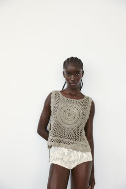 KNIT CROCHET TOP WITH TIES - Zara фото 3