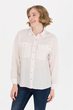 Женская рубашка с длинным рукавом цвета экрю Неожиданная скидка в корзине - U.s. polo assn фото 2