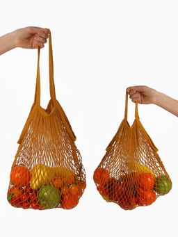 Набор 2 шт.: сумка-авоська плетёная, клетка 1.5 см, рыжая