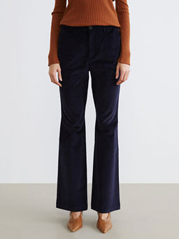 Dar Fit ?spanyol Pa?a Kad?n Kadife Pantolon