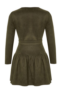 Haki Kemerli Duz K?sa / Mini Dokuma Elbise TWOAW25EL00252