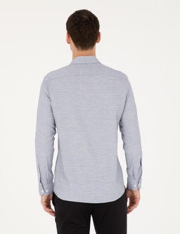 Lacivert Slim Fit Uzun Kollu G_mlek