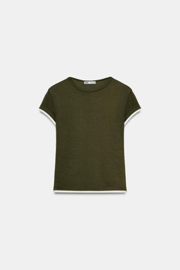 CONTRAST TRIM T-SHIRT - Zara фото 6