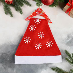 Цена за 3 шт. Колпак новогодний «Снежинки» 40×27 см, красный