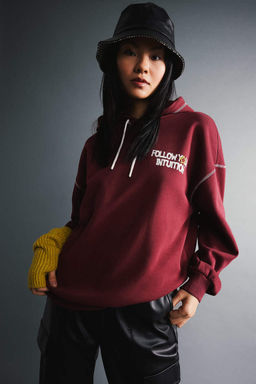 Толстая толстая толстовка с капюшоном и принтом на спине Cool Oversize - Defacto фото 2