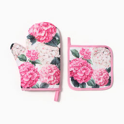 Набор кухонный Гортензия варежка-прихватка 20?27 см, прихватка 17?17 см 100% п/э