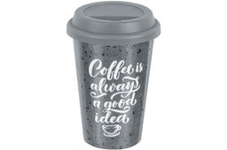 Стакан 400 мл 9,5*9,5*14 см Графит + силиконовая крышка, NEW BONE CHINA