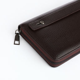 Портмоне-клатч мужской на молнии, отдел для купюр, карт, монет, коричневое