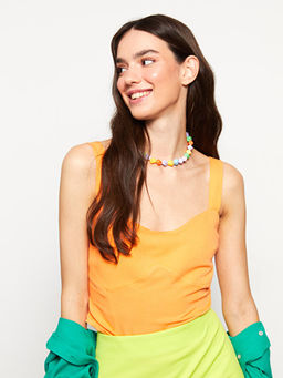 Kad?n Kalp Yaka D?z Kolsuz Bluz