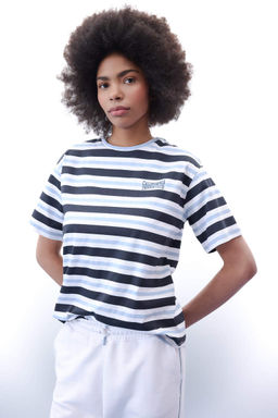 DeFactoFit Стандартная посадка, полосатая футболка с короткими рукавами для спортсменов с круглым вырезом  фото 3