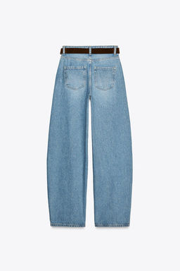 Z1975 HIGH-WAIST WIDE-LEG TAPERED BELTED JEANS - Zara фото 3