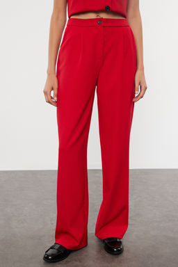 K?rm?z? Regular Dokuma Yelek Wide Leg/Genis Paca Pantolon Tak?m TWOAW25AU00091 - Trendyolmilla фото 6