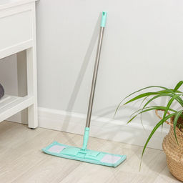 Швабра для мытья пола плоская Доляна, насадка из микрофибры 40?10 см, телескопическая стальная ручка 68(122) см  фото 2