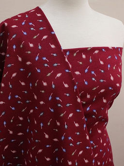 Теплый хлопок Листочки на бордовом, ш.1.47м, хлопок-100%, 150гр/м.кв - Купава фото 3