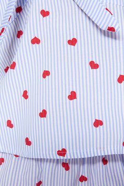 Trendyolmilla Mavi Cizgili Kalpli Ip Ask?l? Viskon Sortlu Dokuma Pijama Tak?m? THMSS23PT00133 фото 9