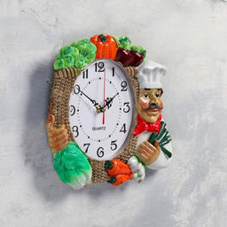 Часы настенные интерьерные «Овощи», для кухни, бесшумные, плавный ход, d=17 см, 27×34 см, от батарейки 1×АА
