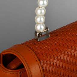 Ручка для сумки, металлическая, жемчужные бусы, на прокол, 12,5 9 1,2 см, цвет белый/серебряный - Арт узор фото 6