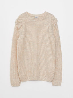 Bisiklet Yaka Basic Uzun Kollu K?z ?ocuk Triko Kazak