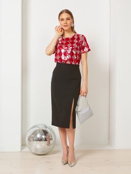 Комбинированная блуза с пайетками - Stilla фото 3