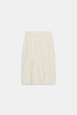 FALDA MIDI PUNTO EFECTO ARRUGADO / Crema - Zara фото 5