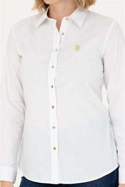 Женская белая базовая рубашка с длинным рукавом - U.s. polo assn фото 6