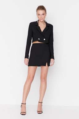 Siyah Y?rtmac Detayl? Dokuma Etek TPRAW23ET00014