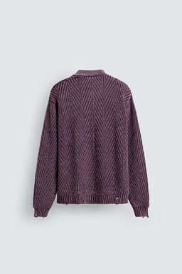 DISTRESSED EFFECT TEXTURED CARDIGAN