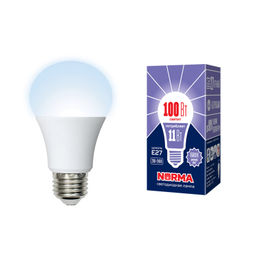 LED-A60-11W/DW/E27/FR/NR Лампа светодиодная. Форма "A", матовая. Серия Norma. Дневной белый свет (6500K). Картон. ТМ Volpe