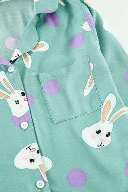 Cok Renkli Tavsan Desenli K?z Cocuk Mini Me Anne K?z Pijama Tak?m? Alt Ust Tak?m TKDAW25PT00011 - Trendyolmilla фото 2