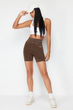 TRENDYOLMILLA Siyah Seamless/Dikissiz Y?kamal? Orme Spor Sort/K?sa Tayt THMSS23TY00034  фото 2