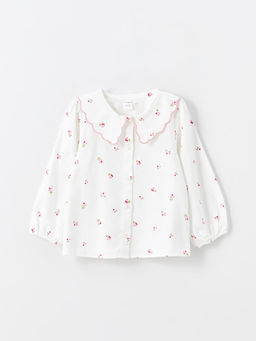 Bebe Yaka Uzun Kollu ?i?ekli K?z ?ocuk G?mlek