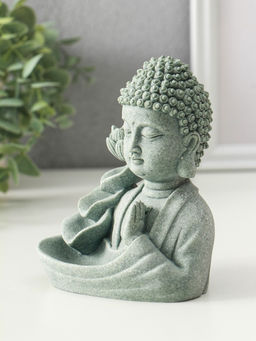 Подставка под благовония песчаник "Будда и фонтан с лотосом" 7х10,5х13 см