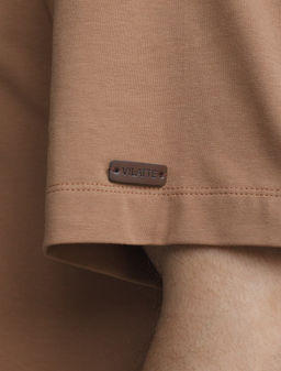 Футболка Vilatte свободная из хлопка с эластаном коричневый  фото 3