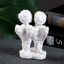 Фигура гипс Ангелочки с мишкой на сердце, перламутр, 10?7?5 см