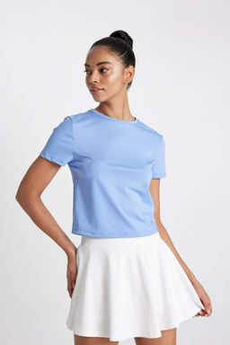 DeFactoFit Облегающая футболка с круглым вырезом и принтом Спортсмен с короткими рукавами  фото 3