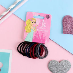 Цена за 6 шт. Резинки для волос «Бэлла», набор 10 шт., тёмные, 3 см