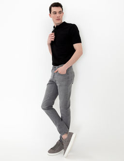 Siyah Regular Fit Polo Yaka Basic Ti__rt